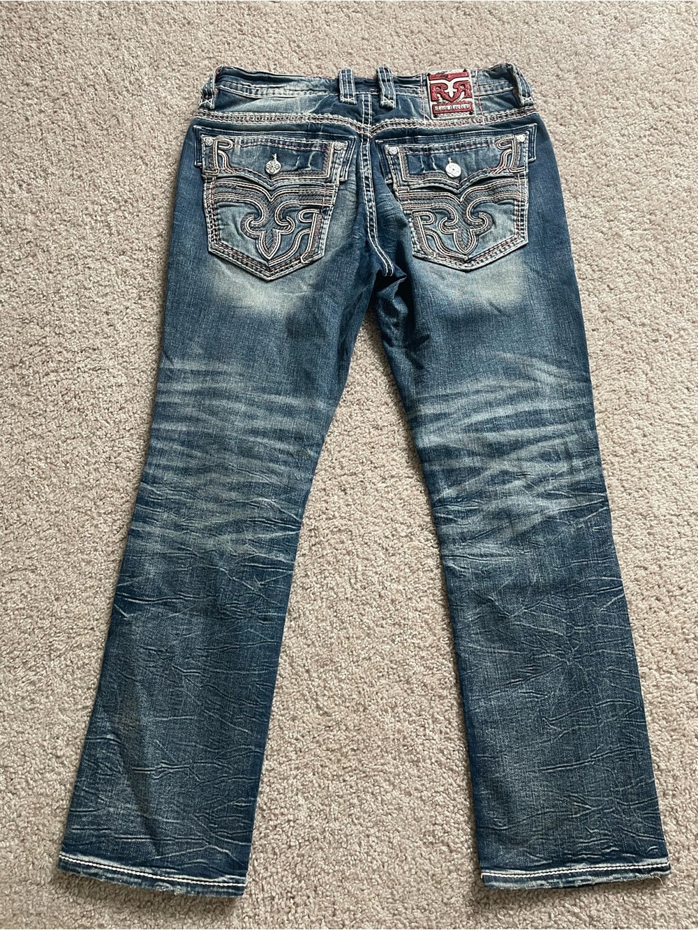 Rock Revival Distressed Blue Denim Jeans - Picture 4 of 5